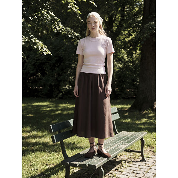 Beli Lastikli Poplin Kloş Etek