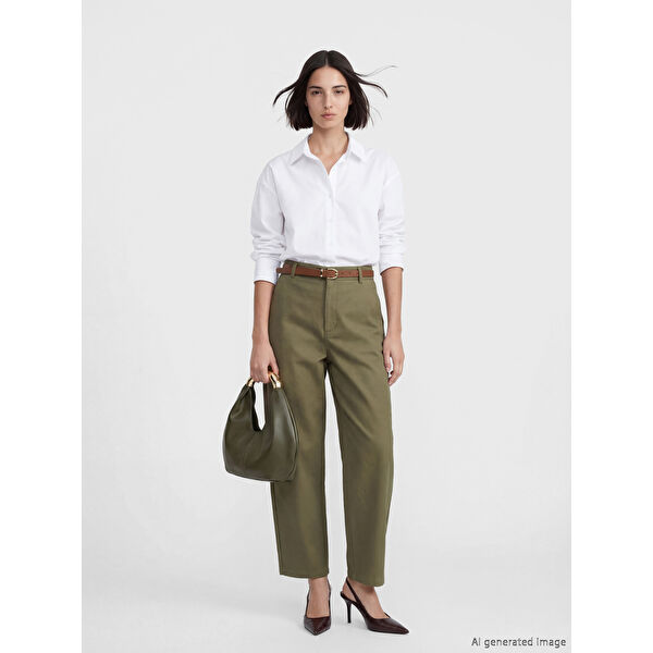 Beli Kemerli Gabardin Kadın Pantolon