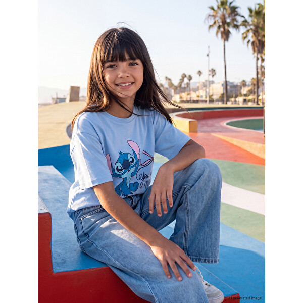 LCW Kids Stitch Baskılı Kız Çocuk Tişört