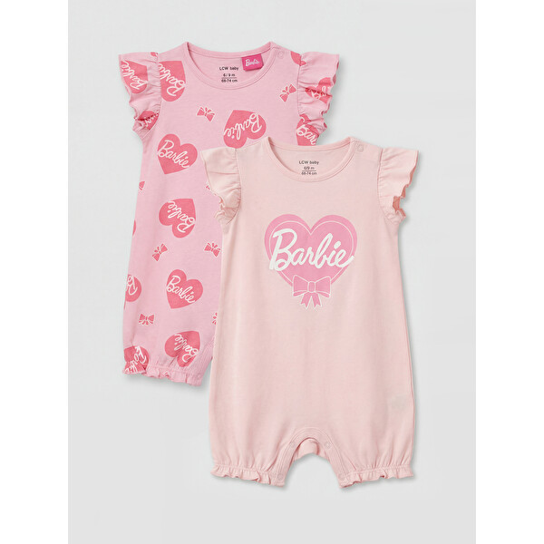 Barbie Baskılı Kız Bebek Tulum 2'li