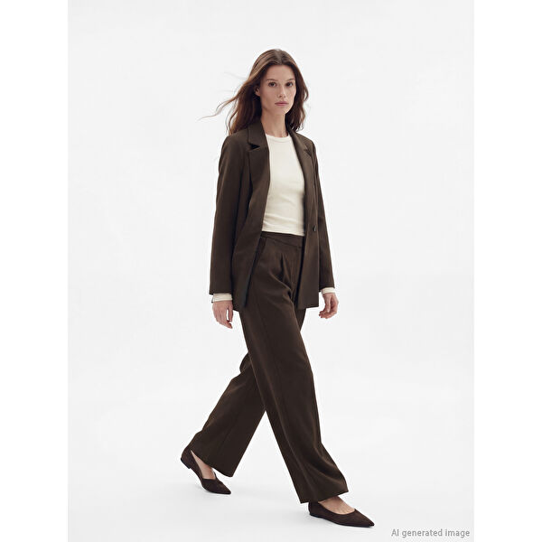 Beli Lastikli Kadın Pileli Kumaş Pantolon