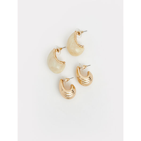 Damla Figürlü Kadın Küpe Seti 2'li