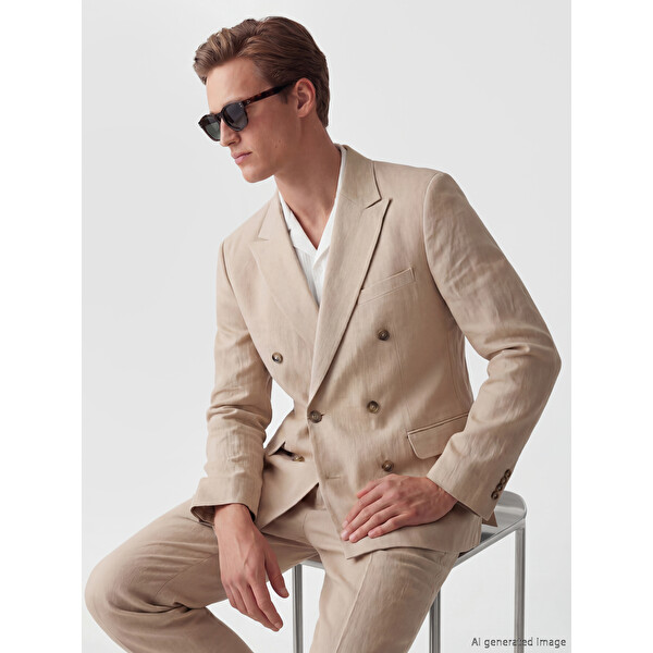 SOUTHBLUE Regular Fit %100 Keten Erkek Blazer Ceket