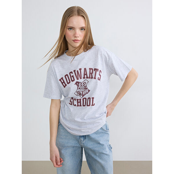 Bisiklet Yaka Harry Potter Baskılı Kadın Tişört