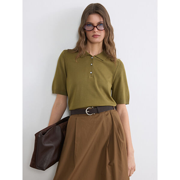 Polo Yaka Kadın Triko Kazak