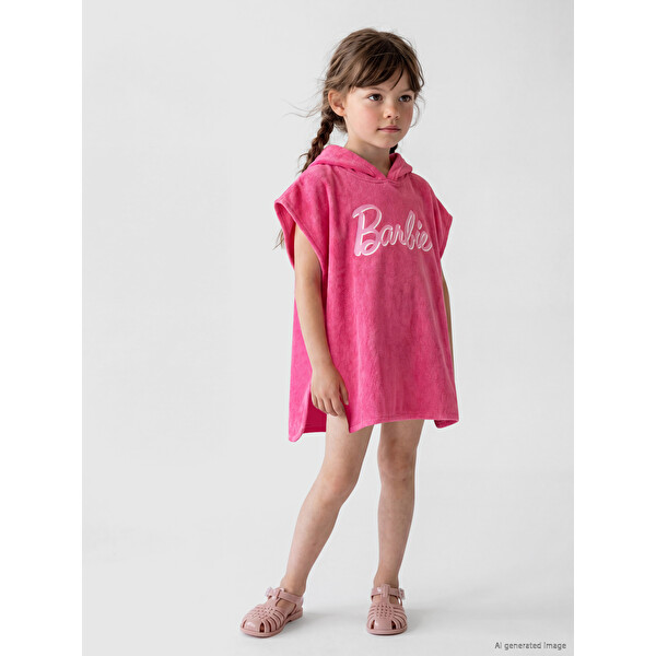 LCW Kids Barbie Baskılı Kız Çocuk Panço Havlu