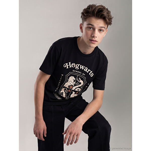 Bisiklet Yaka Harry Potter Baskılı Erkek Çocuk Tişört