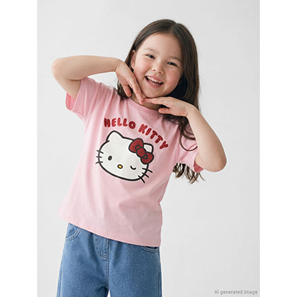 Hello Kitty Baskılı Kız Çocuk Tişört