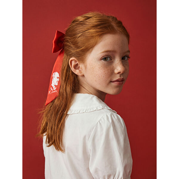 Atatürk Baskılı Kız Çocuk Fiyonklu Saç Tokası