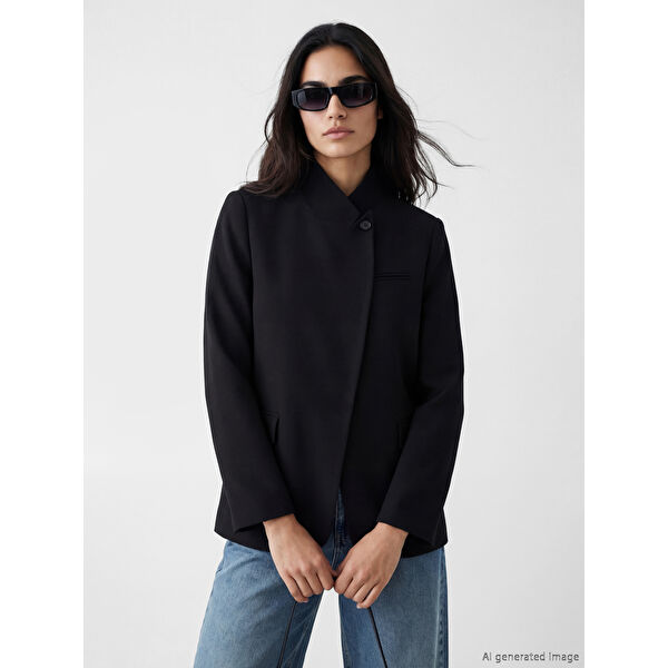 Dik Yaka Kadın Blazer Ceket