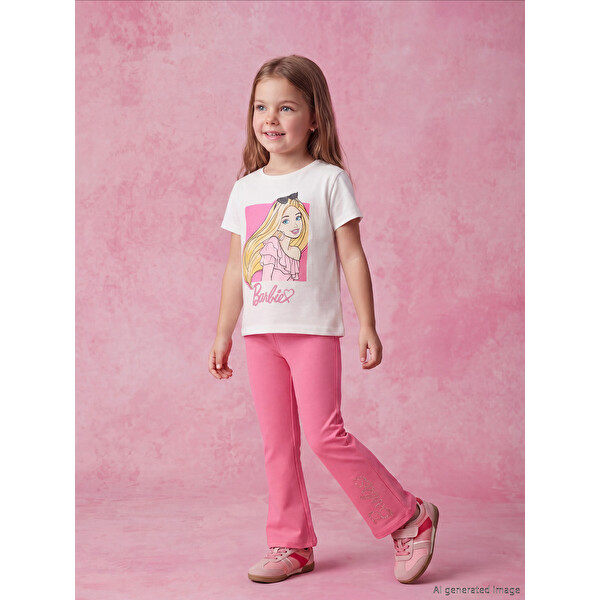 LCW Kids Barbie Lisanslı Kız Çocuk Takım