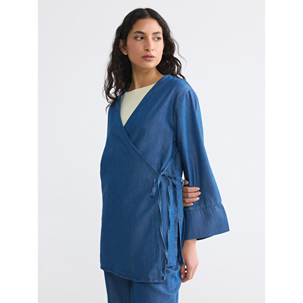 Kruvaze Yaka Kadın Jean Kimono