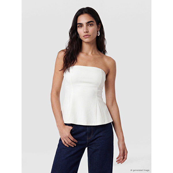 LCW Vision Straplez Yaka Peplum Korse Bluz