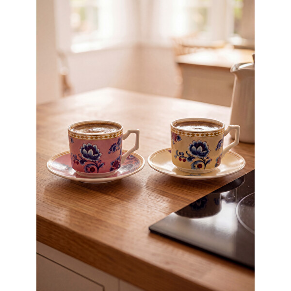 LCW HOME Çiçek Baskılı 2 Kişilik Porselen Kahve Fincan Takımı 220 Ml