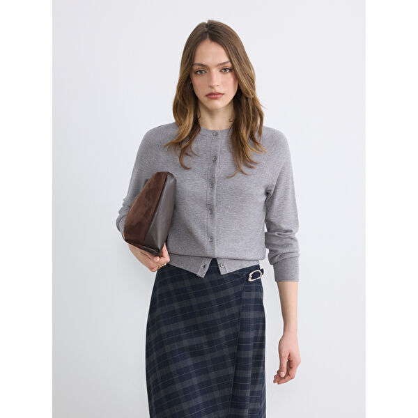 Bisiklet Yaka Kadın Triko Hırka