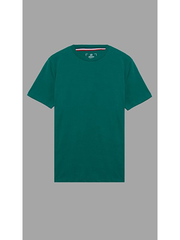 Shooter Sportswear Yeşil Erkek Basic Tişört Pamuklu Regular Fit Bisiklet Yaka Günlük Düz T-Shirt