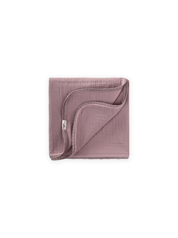CİGİT Dantel İşlemeli Tekkat Müslin Battaniye 100X100 Cm +/- 3 Cm Bakır