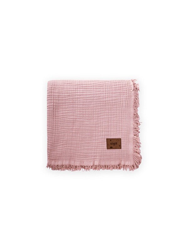 CİGİT Müslin Dört Kat Yatak Örtüsü 200X220 Cm Pudra Pembe