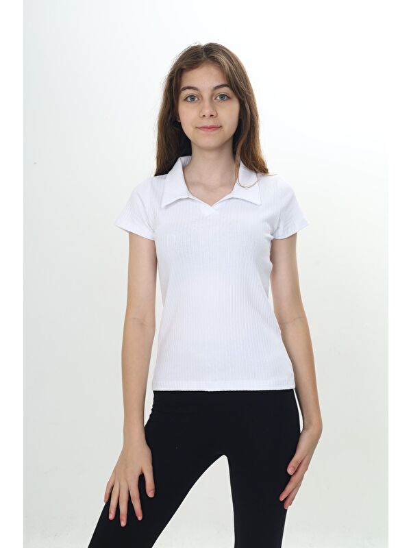 Toontoykids Kız Çocuk Okul Polo Yaka Fitilli Tişört