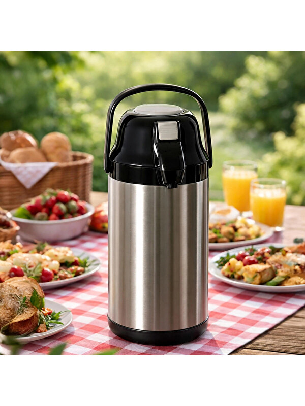 Cooker 2008-1 Çift Kat Paslanmaz Çelik Termos Çay Termosu Su Termosu 3,5lt Siyah