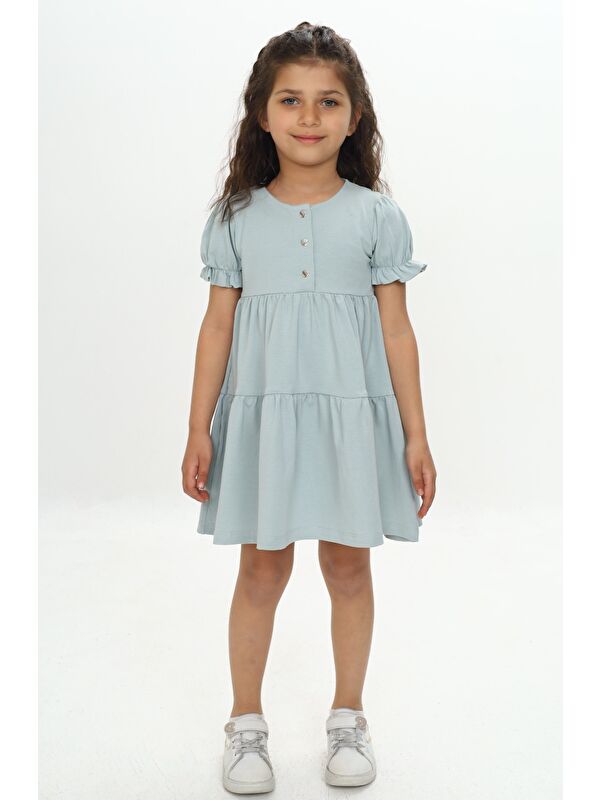 Toontoykids Kız Çocuk Önü Düğmeli Fırfırlı Elbise
