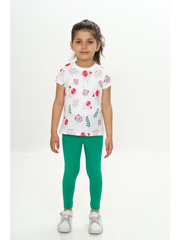 Toontoykids Kız Çocuk Çiçek Baskılı Kaprili Takım
