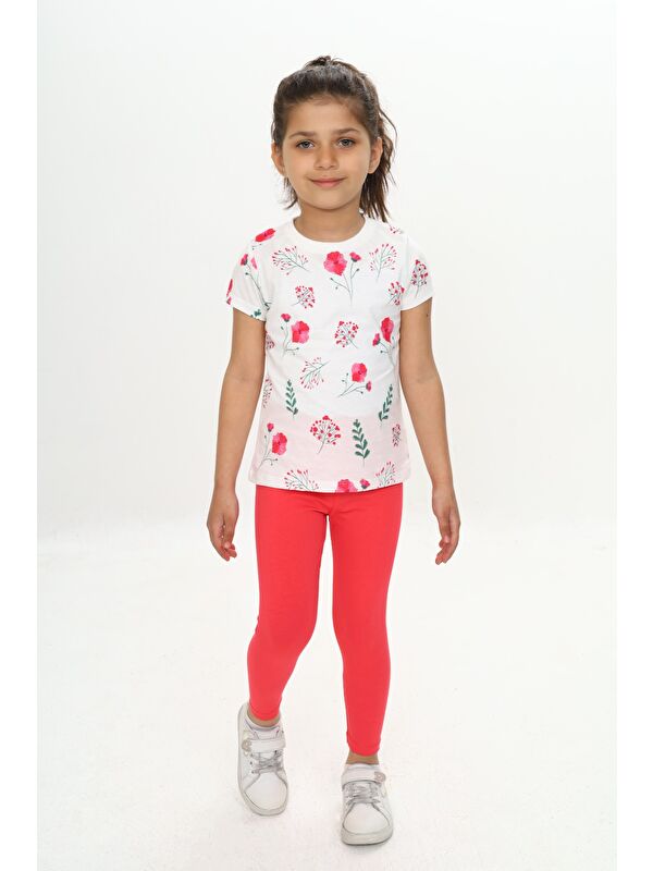 Toontoykids Kız Çocuk Çiçek Baskılı Kaprili Takım