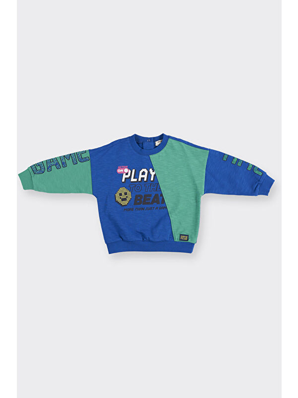 Panço Erkek Bebek Baskılı Mavi Sweatshirt