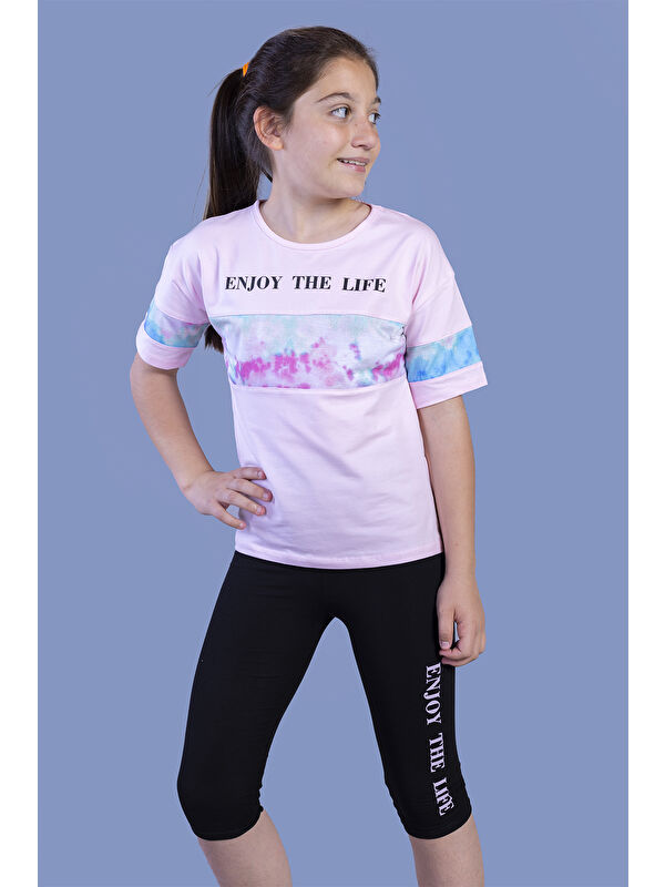 Toontoykids Kız Çocuk Garnili Baskılı Taytlı Takım