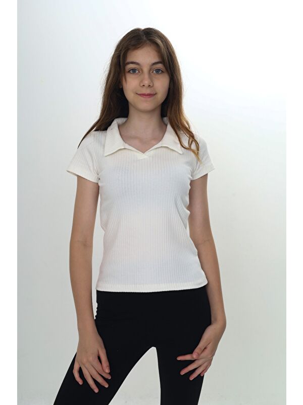 Toontoykids Kız Çocuk Okul Polo Yaka Fitilli Tişört