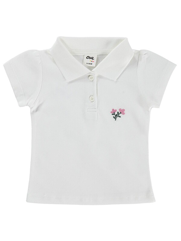 Civil Baby Çiçek Nakışlı Basic 6-18 Ay Tişört - Ekru