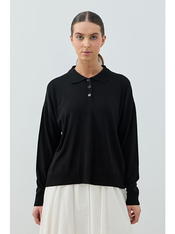 Remsa Polo Yaka Basic Triko Kazak 1790 Siyah