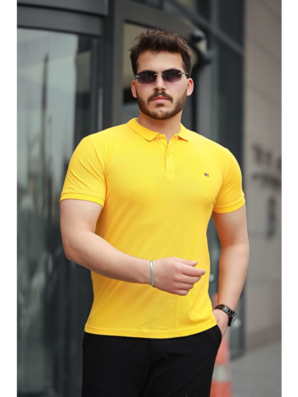 Comstar Erkek Kıvrılmaz Polo Yaka Cepsiz Slim Fit Dar Kesim Tişört