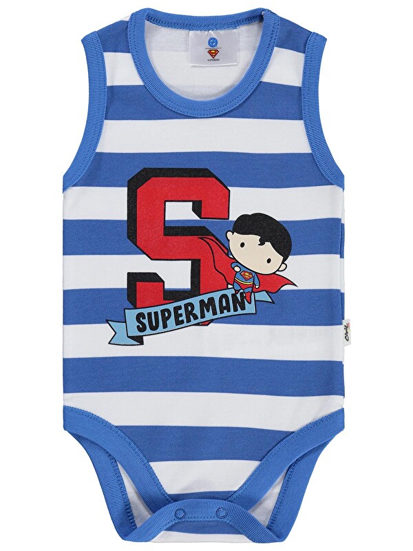 Civil Baby Superman Baskılı 3-18 Ay Çıtçıtlı Badi - Mavi