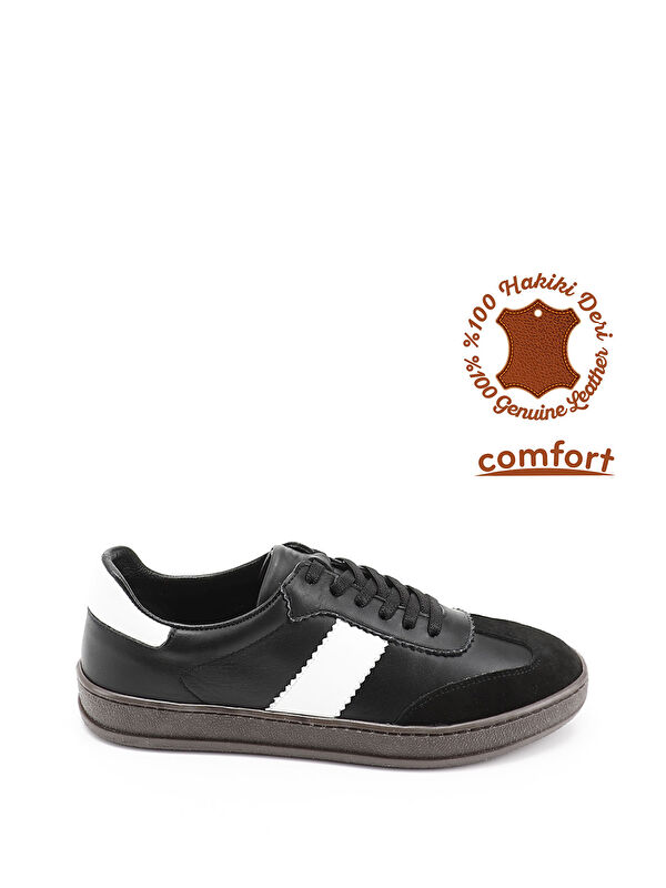 Kadın SİYAH Bağcıklı Hakiki Deri Sneaker - Görsel 2