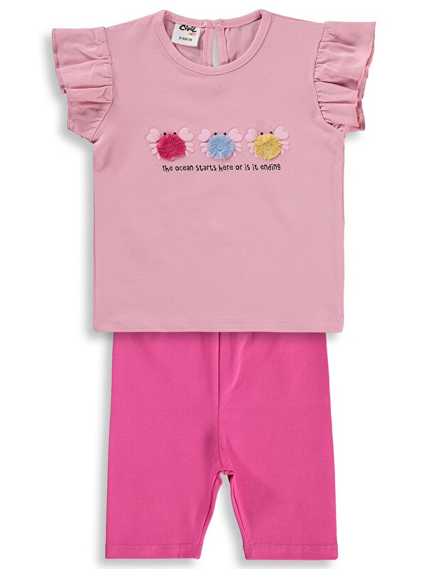 Civil Baby Renkli Nakışlar 6-18 Ay Takım - Pembe