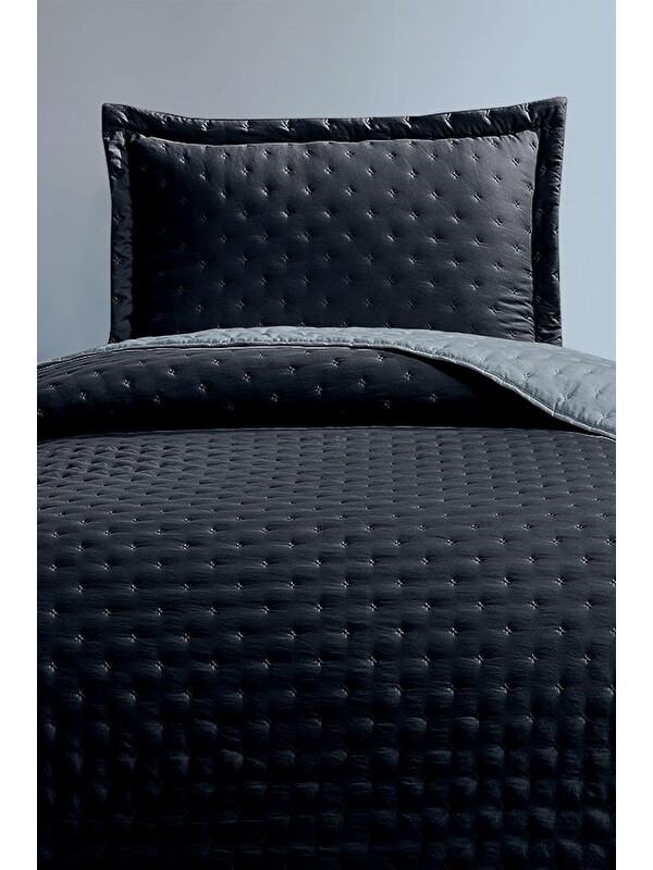 Çeyiz Diyarı Washed Soft Çift Taraflı Tek Kişilik Yatak Örtüsü Lacivert