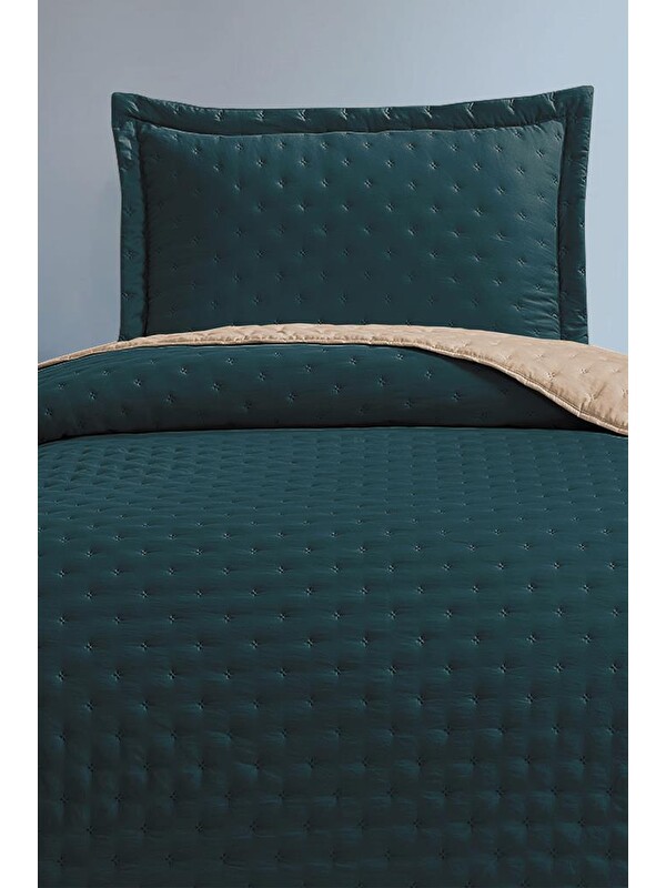 Çeyiz Diyarı Washed Soft Çift Taraflı Tek Kişilik Yatak Örtüsü Yeşil