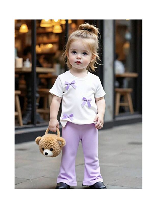 My Kids Wear Kız Çocuk Fiyonk Detaylı Alt Üst Takım