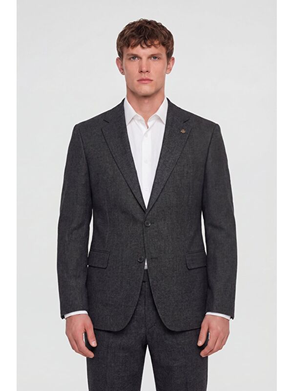 Sabri Özel Giotelli Erkek Siyah Dar Kesim Slim Fit Viskon Fleto