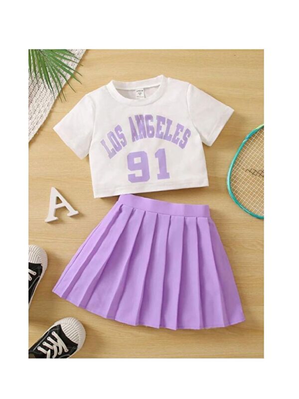 My Kids Wear Pile Etekli Baskılı Kız Çocuk Takım