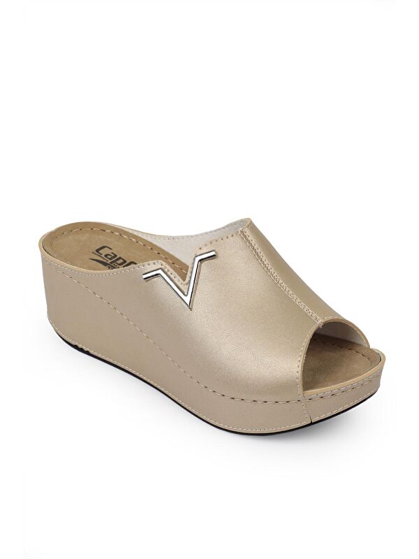 6145 Kadın Dolgu Topuklu V Toka Terlik - Görsel 4