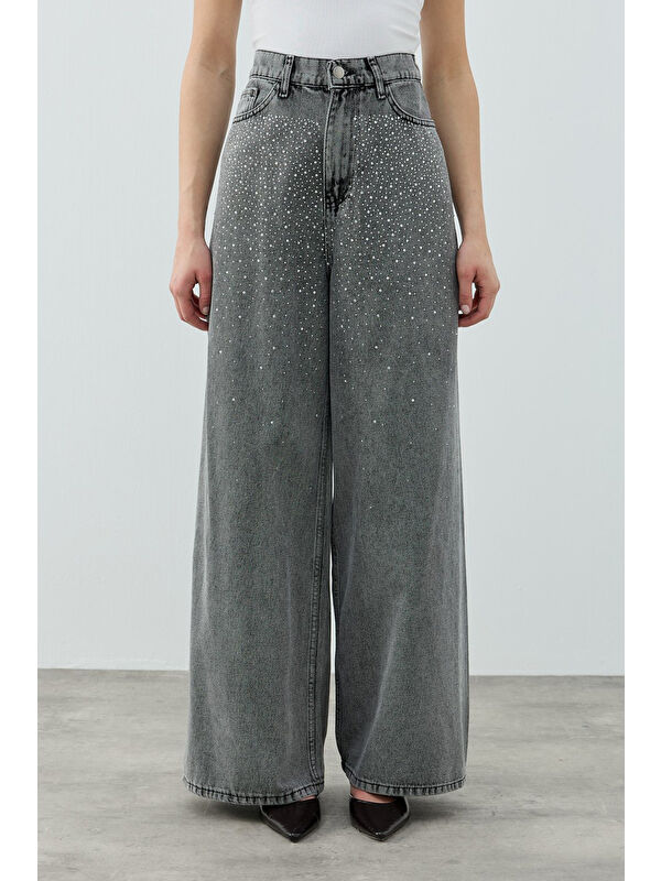 Remsa Taşlı Very Shiny Denim Pantolon 1770 Füme