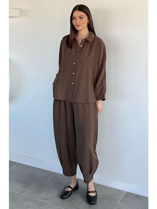 Gülseli Perry Kadın Oversize Gömlek Havuç Pantolon İkili Takım