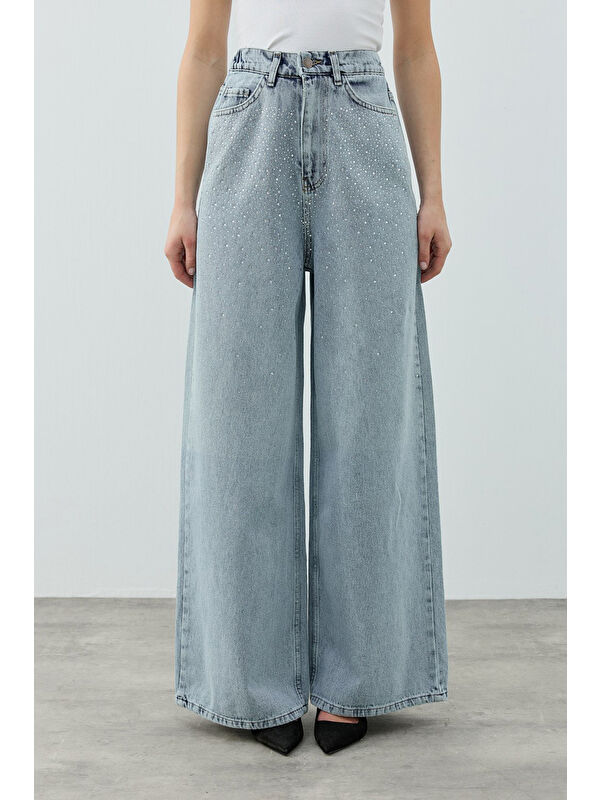 Remsa Taşlı Very Shiny Denim Pantolon 1770 Buz Mavi