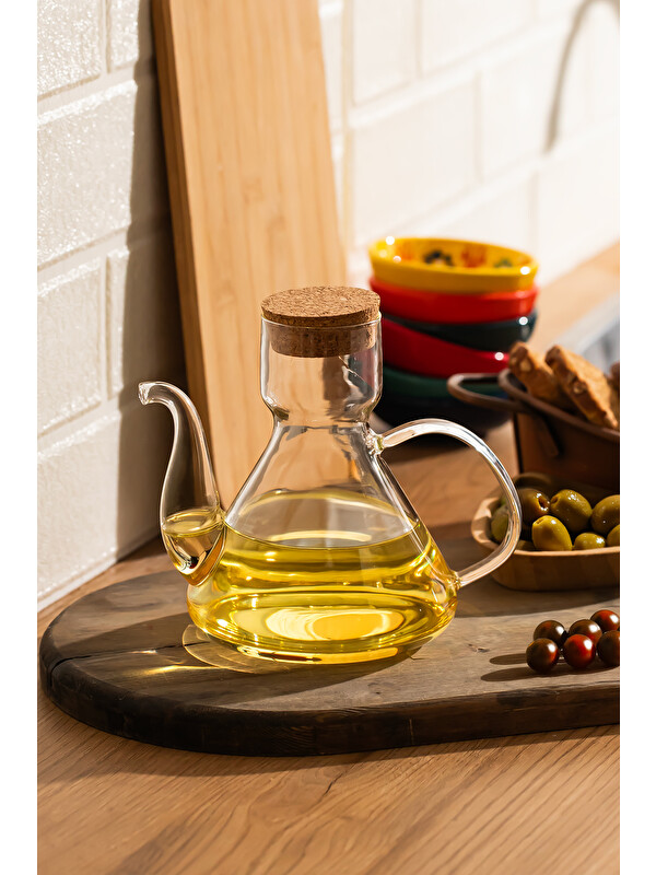 Porsima 6517 Mantar Kapaklı Borosilikat Cam Yağlık Sirkelik Yağdanlık 500 ml