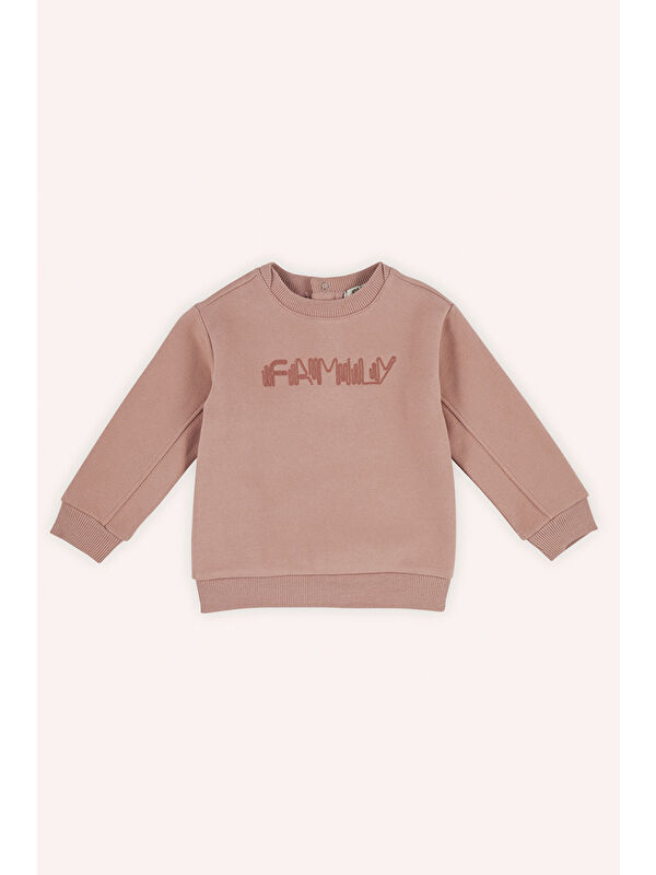 Panço Erkek Bebek Nakışlı Gül Rengi Sweatshirt