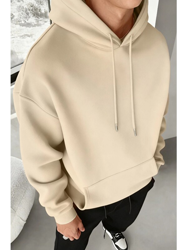 Tarz Cool Regular Kapüşonlu Sweatshirt Erkek Unisex 3 İplik Şardonlu %100 Pamuk Basic Hoodie