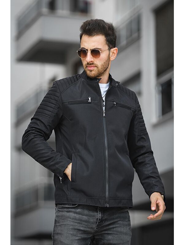 Oksit Abuja Slim Fit Fermuar Detaylı Dik Yaka Su İtici Erkek Mevsimlik Mont