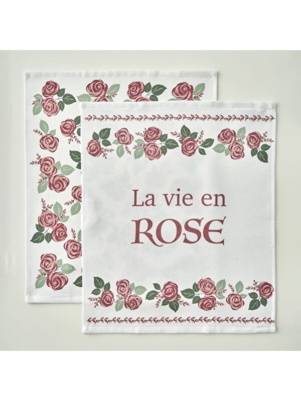 Bella Maison Rose Pamuklu Baskılı Kurulama Bezi 2'li Krem (40x50 cm)